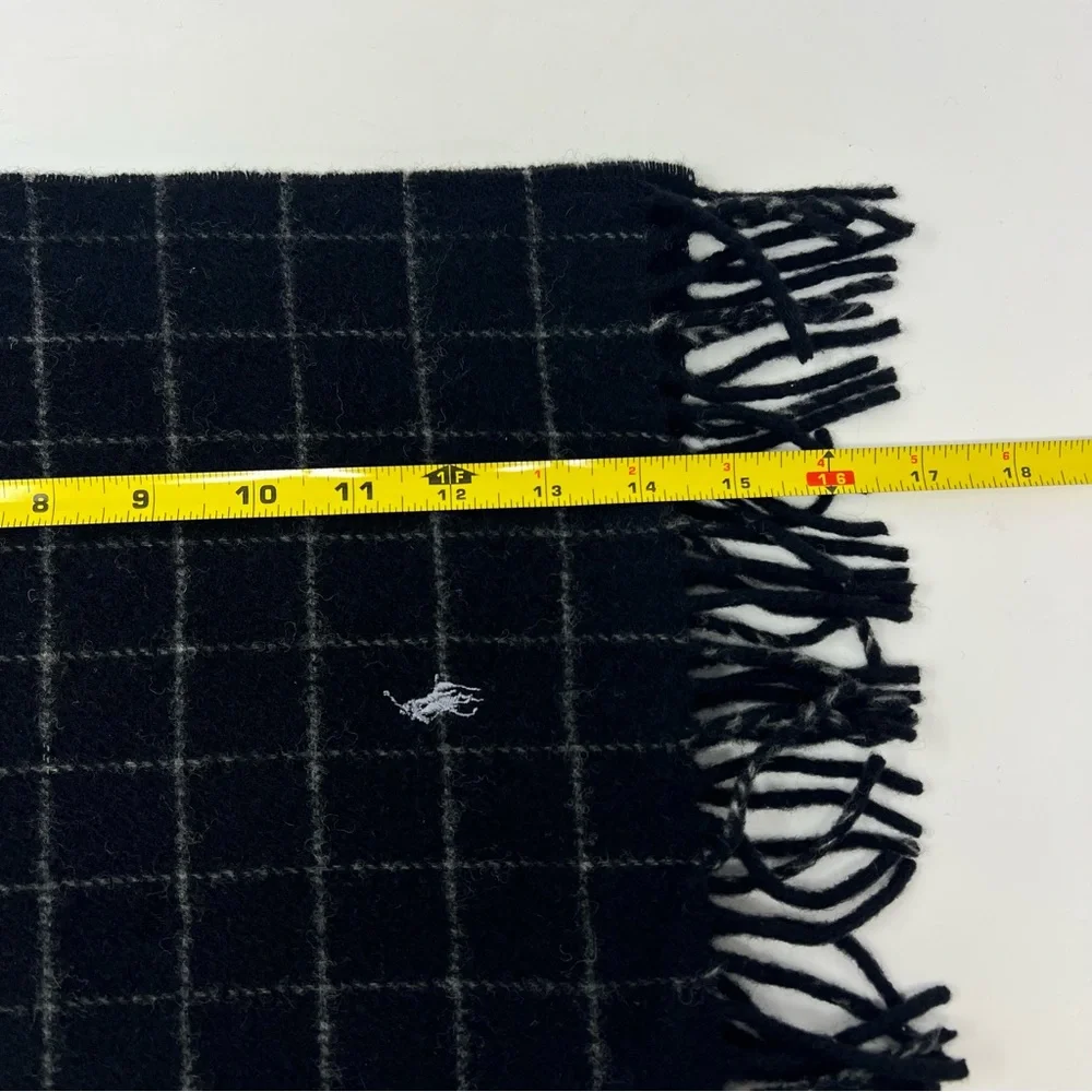 Polo by Ralph Lauren Lambswool Windowpane Scarf Black and Gray Winter Classic